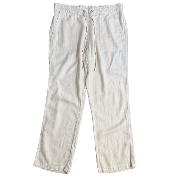 Nicole Miller Pants - Nicole Miller Linen Pants High Rise Drawstring Summer Resort Cream Women's Large